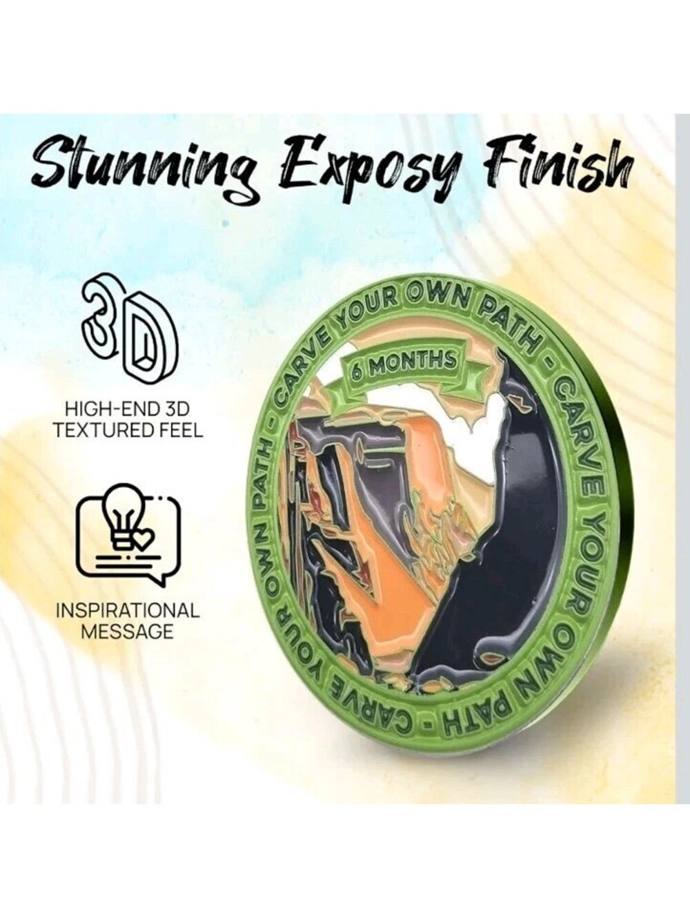 6 Month AA Sobriety Coin, Summer Serenity Prayer Medallion, Grand Canyon Al Anon